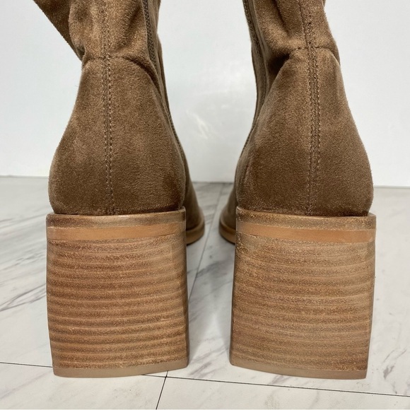 Dolce Vita Indiga Faux Suede Brown Heeled Bootie 9 - Picture 4 of 13